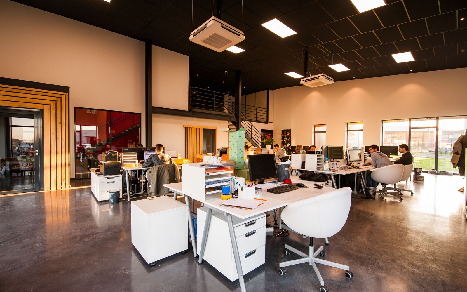 Quiet office floor where the product team works